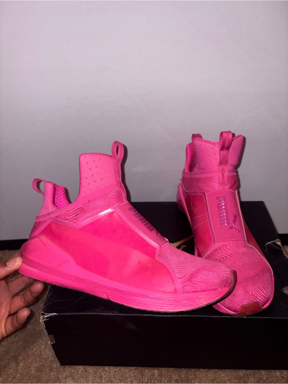 Puma Women's Hot Pink Slip-On Knit Sneakers